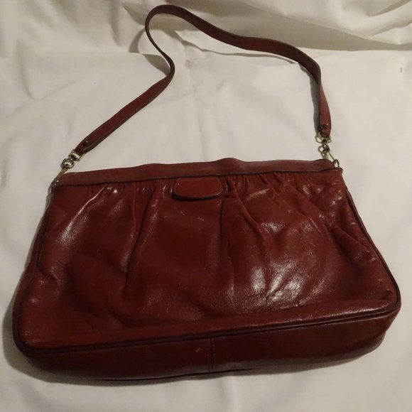 Vintage Etienne Aigner Handmade Oxblood Red Leather Shoulder Handbag PURSE 70s - Picture 1 of 7